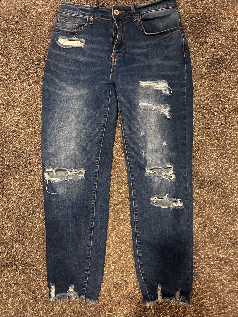Women’s Distressed Skinny Jeans - Dark Blue